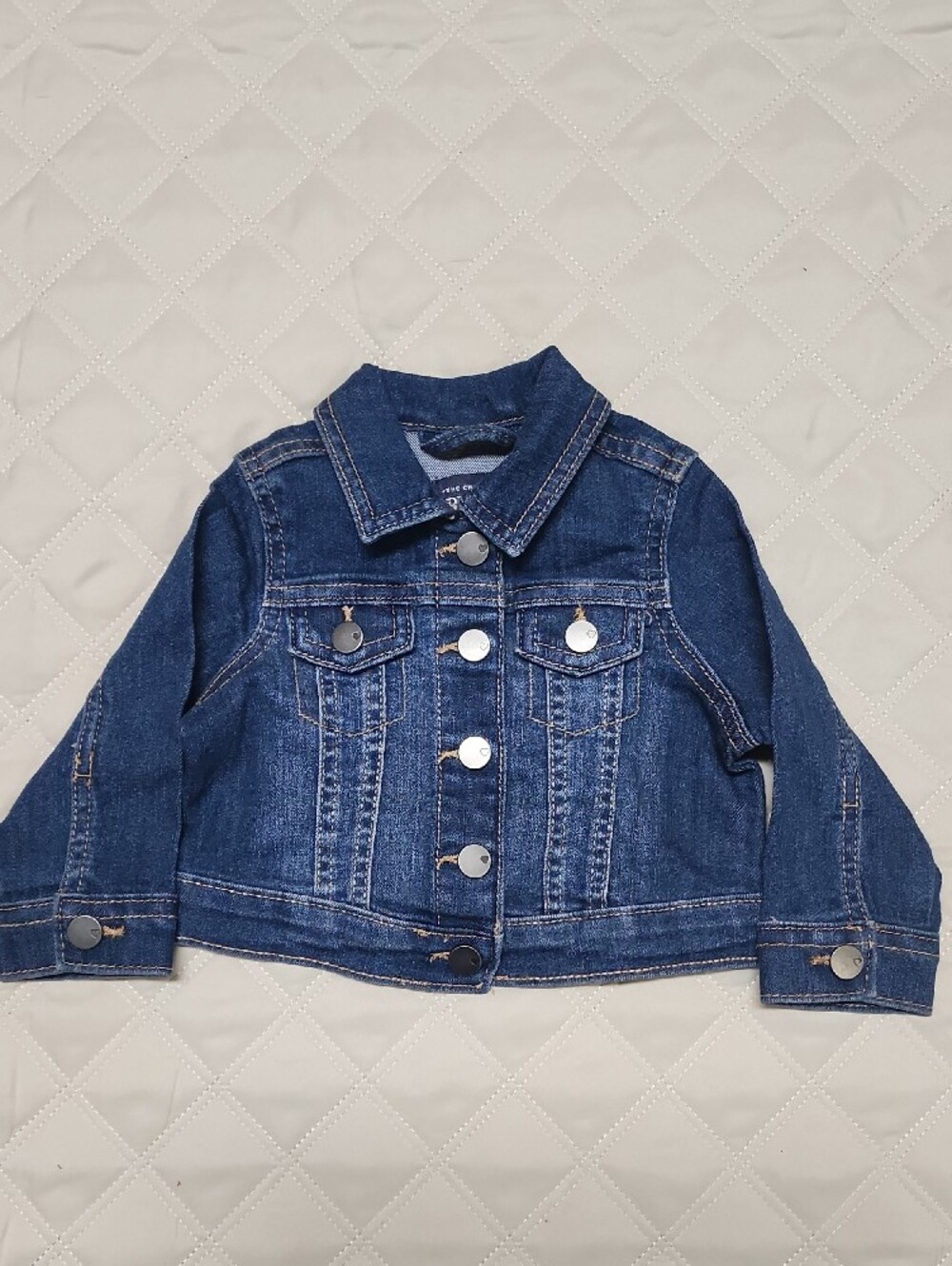 The Children's Place Dark Blue Denim Jacket with Metal Buttons 6-9 Months